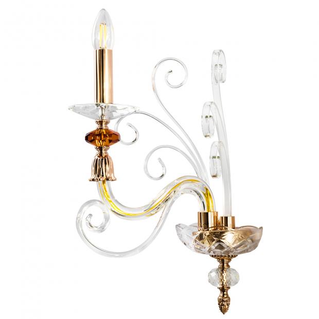 Бра Crystal Lux CATARINA AP1 V2 GOLD/TRANSPARENT-COGNAC CATARINA AP1 V2 GOLD/TRANSPARENT-COGNAC