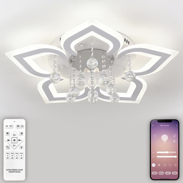 Светодиодный светильник люстра с пультом ДУ, моб. приложением 140W, белый, LED LED LAMPS 81159 LED LAMPS 81159