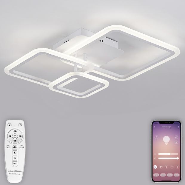 Светодиодный светильник люстра с пультом ДУ, моб. приложением 80W, белый, LED LED LAMPS 81176 LED LAMPS 81176